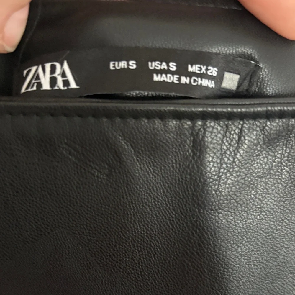 Zara Black Faux Leather Mini Skirt with Ruched Detail